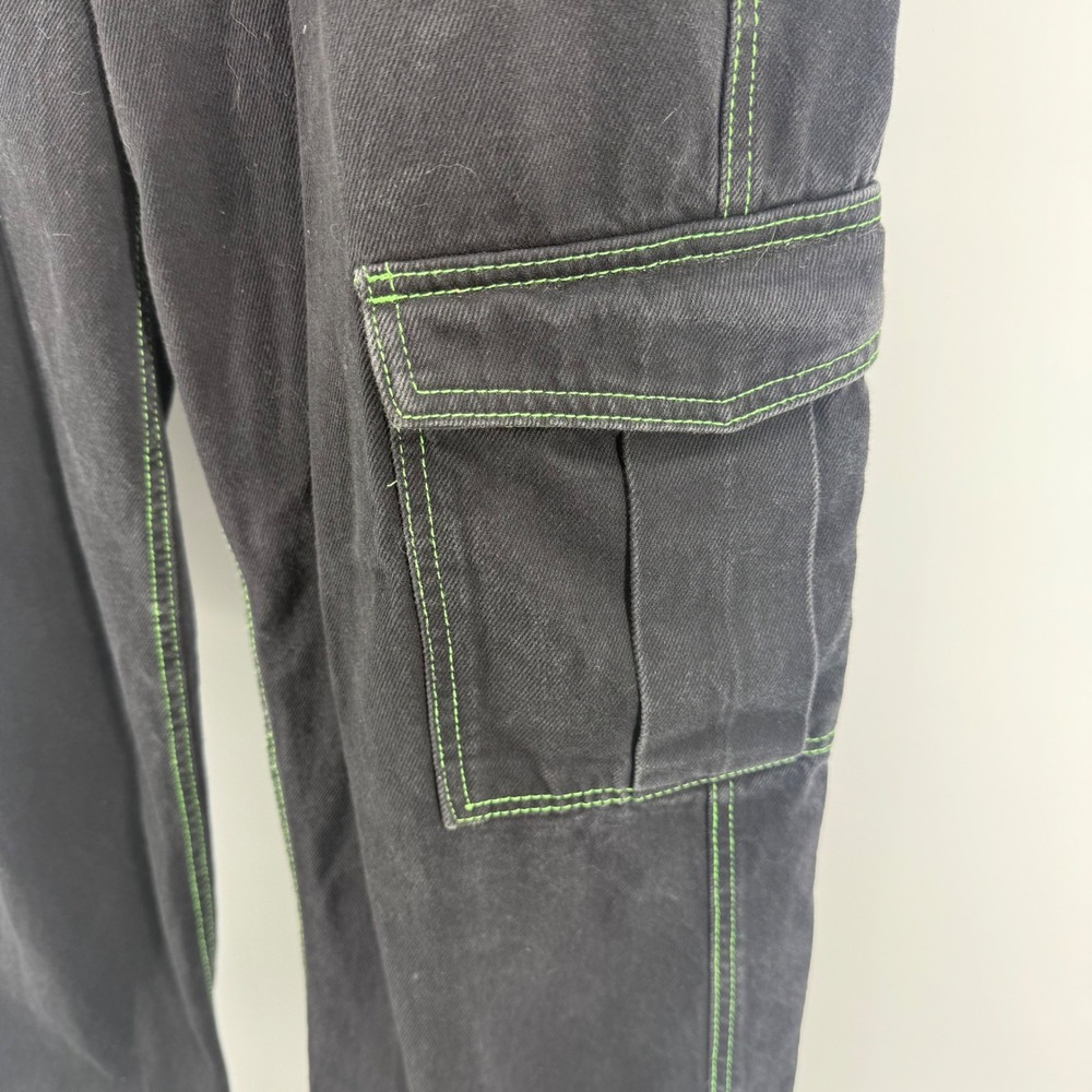 Hot Topic HT Denim Hi Rise Carpenter Jeans Women's Size 11 Black Green Stitching - Picture 9 of 15